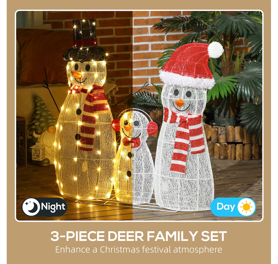 Image 994482_ALTMORE3.jpg, Product 994-482 / Price $99.99, Outsunny Light Up Christmas Snowman Family Set of 3 with LED Lights White from Outsunny on TSC.ca's Home & Garden department
