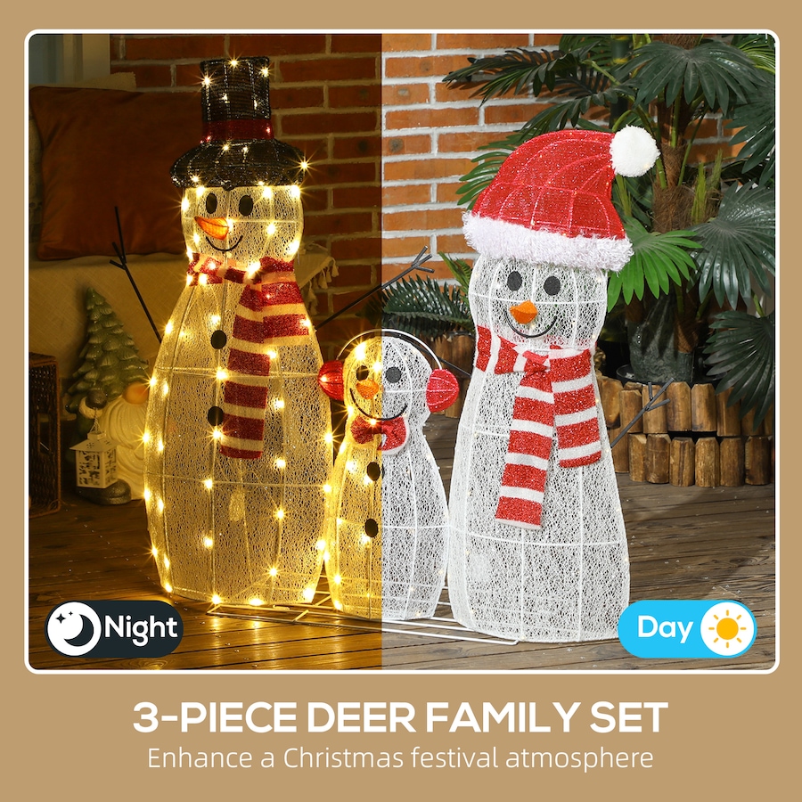 Image 994482_ALTMORE3.jpg, Product 994-482 / Price $99.99, Outsunny Light Up Christmas Snowman Family Set of 3 with LED Lights White from Outsunny on TSC.ca's Home & Garden department