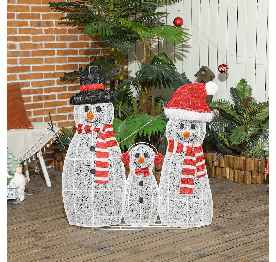 Image 994482_ALTMORE7.jpg, Product 994-482 / Price $99.99, Outsunny Light Up Christmas Snowman Family Set of 3 with LED Lights White from Outsunny on TSC.ca's Home & Garden department