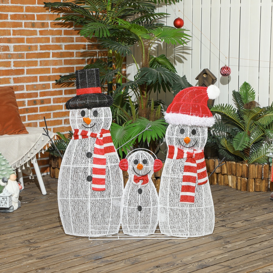 Image 994482_ALTMORE7.jpg, Product 994-482 / Price $99.99, Outsunny Light Up Christmas Snowman Family Set of 3 with LED Lights White from Outsunny on TSC.ca's Home & Garden department