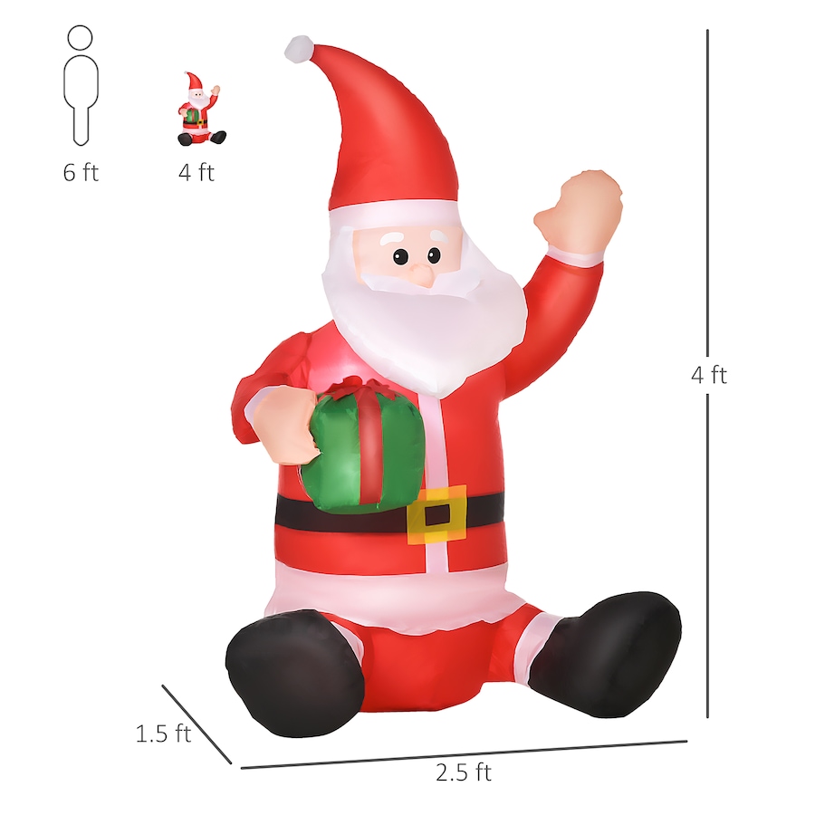 Image 994488_ALTMORE2.jpg, Product 994-488 / Price $44.99, HOMCOM 4ft Outdoor Christmas Lighted Inflatable Santa Claus w/ Gift Box from HOMCOM on TSC.ca's Home & Garden department