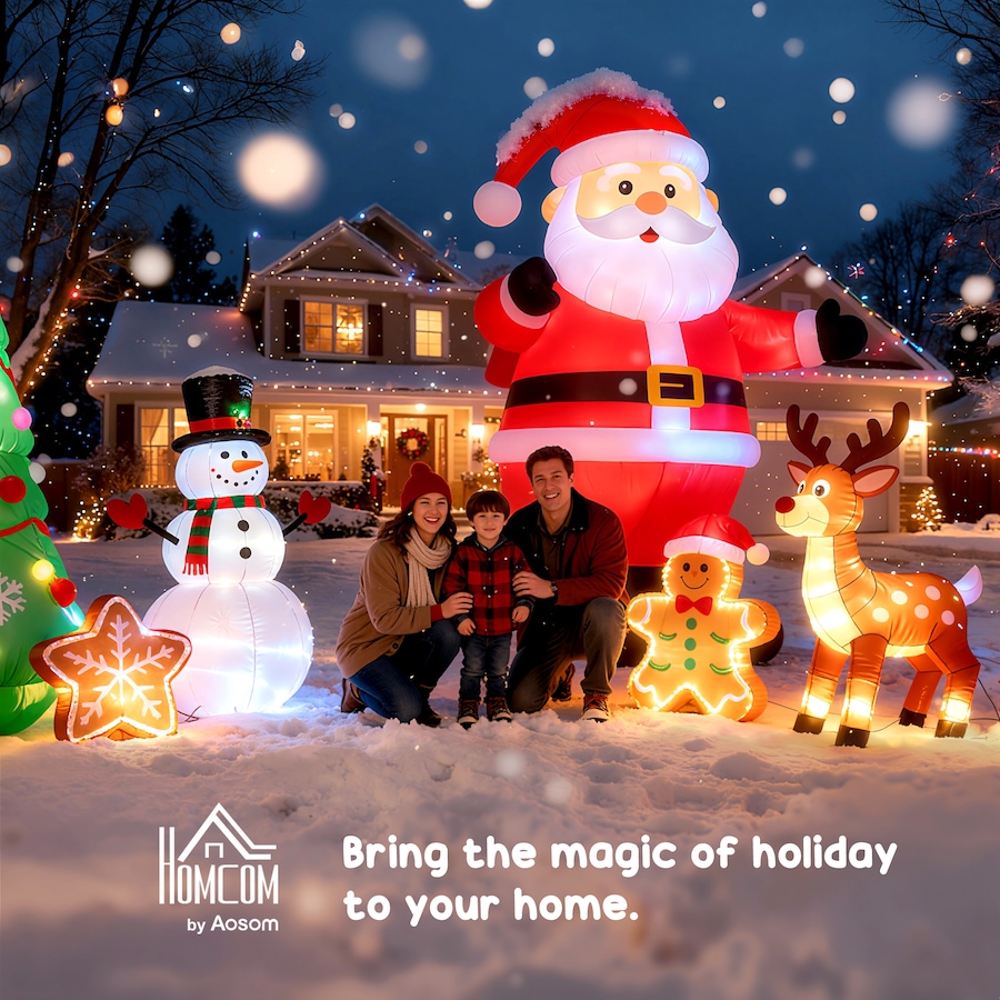 Image 994488_ALTMORE9.jpg, Product 994-488 / Price $44.99, HOMCOM 4ft Outdoor Christmas Lighted Inflatable Santa Claus w/ Gift Box from HOMCOM on TSC.ca's Home & Garden department
