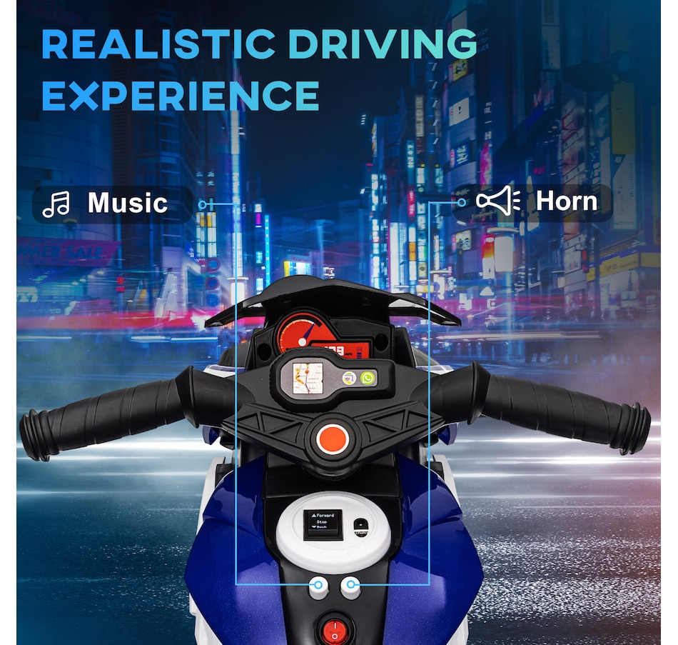 Image 994626_ALTMORE3.jpg, Product 994-626 / Price $99.99, Qaba 6V Kids Motorcycle with Music, Headlights, 3 Wheels, Blue from Qaba on TSC.ca's Toys & Hobbies department