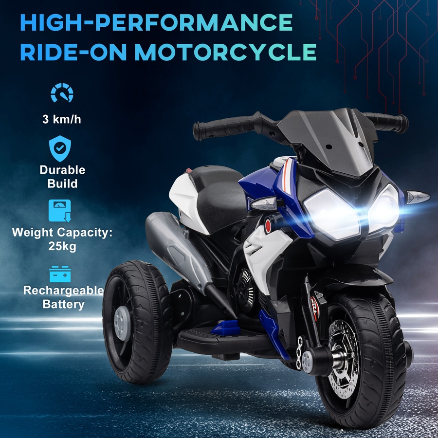 Image 994626_ALTMORE4.jpg, Product 994-626 / Price $94.99, Qaba 6V Kids Motorcycle with Music, Headlights, 3 Wheels, Blue from Qaba on TSC.ca's Toys & Hobbies department