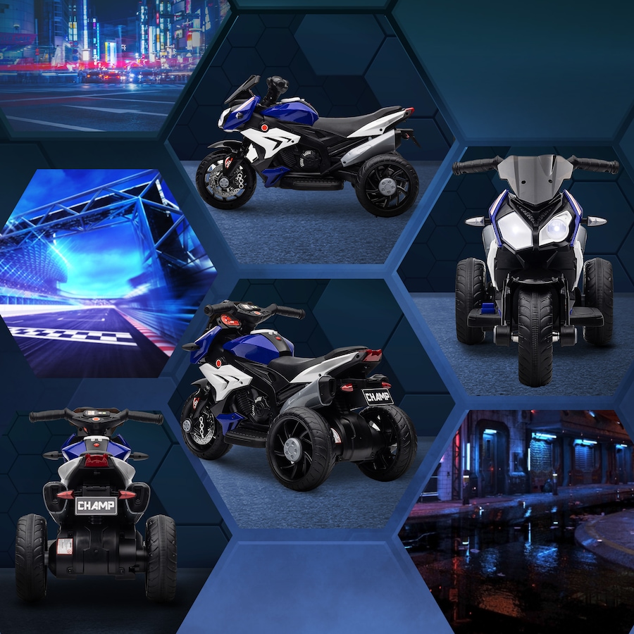 Image 994626_ALTMORE6.jpg, Product 994-626 / Price $94.99, Qaba 6V Kids Motorcycle with Music, Headlights, 3 Wheels, Blue from Qaba on TSC.ca's Toys & Hobbies department