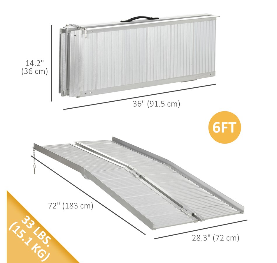 Image 994645_ALTMORE2.jpg, Product 994-645 / Price $224.99, HOMCOM Textured Aluminum Folding Wheelchair Ramp for Scooter Steps Stairs from HOMCOM on TSC.ca's department