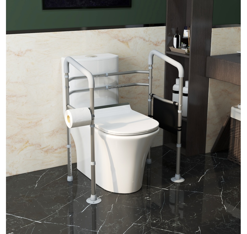 Image 994667_ALTMORE1.jpg, Product 994-667 / Price $57.99, HOMCOM Toilet Safety Rails w/ Adjustable Height Width Rubber Tips Storage from HOMCOM on TSC.ca's department