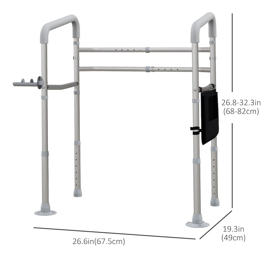 Image 994667_ALTMORE2.jpg, Product 994-667 / Price $57.99, HOMCOM Toilet Safety Rails w/ Adjustable Height Width Rubber Tips Storage from HOMCOM on TSC.ca's department