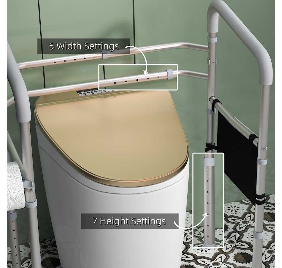 Image 994667_ALTMORE3.jpg, Product 994-667 / Price $57.99, HOMCOM Toilet Safety Rails w/ Adjustable Height Width Rubber Tips Storage from HOMCOM on TSC.ca's department