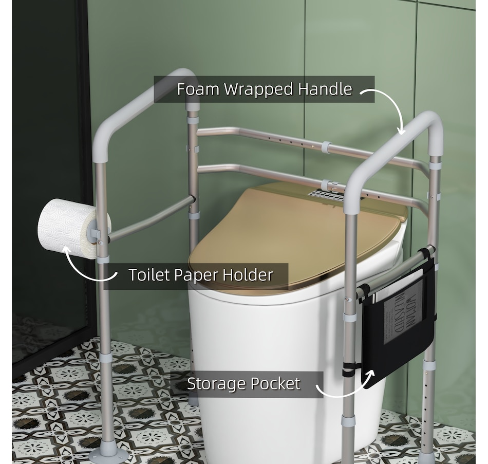 Image 994667_ALTMORE5.jpg, Product 994-667 / Price $57.99, HOMCOM Toilet Safety Rails w/ Adjustable Height Width Rubber Tips Storage from HOMCOM on TSC.ca's department