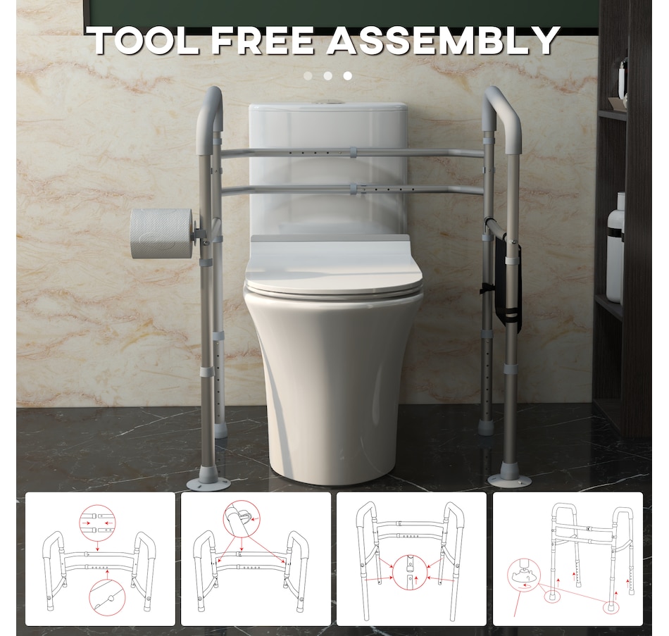 Image 994667_ALTMORE6.jpg, Product 994-667 / Price $57.99, HOMCOM Toilet Safety Rails w/ Adjustable Height Width Rubber Tips Storage from HOMCOM on TSC.ca's department