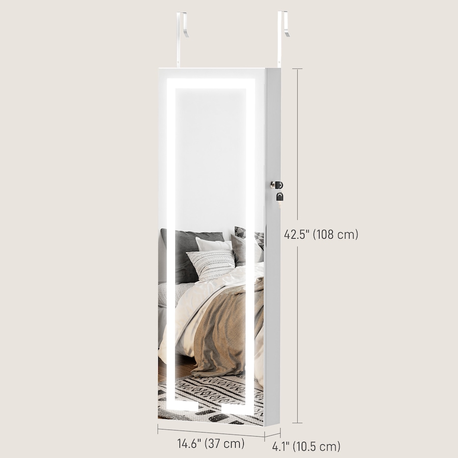 Image 994668_ALTMORE2.jpg, Product 994-668 / Price $132.99, LED Jewelry Cabinet w/ Full Length Mirror Jewelry Storage Organizer, White from HOMCOM on TSC.ca's Beauty department