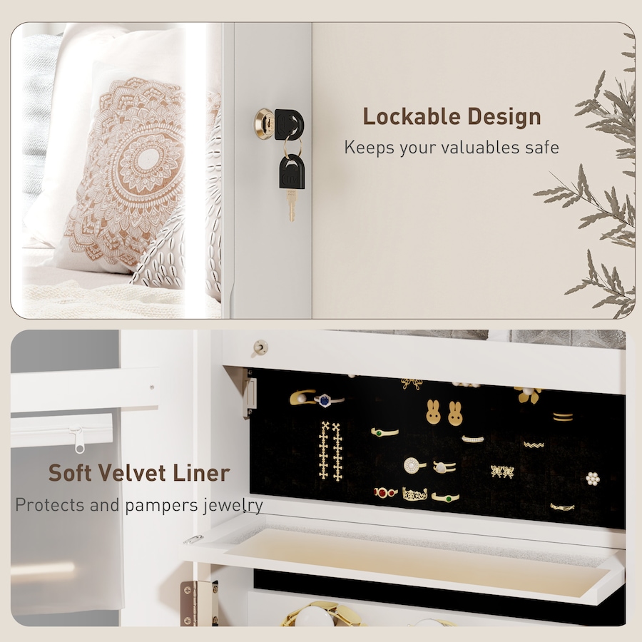 Image 994668_ALTMORE7.jpg, Product 994-668 / Price $132.99, LED Jewelry Cabinet w/ Full Length Mirror Jewelry Storage Organizer, White from HOMCOM on TSC.ca's Beauty department