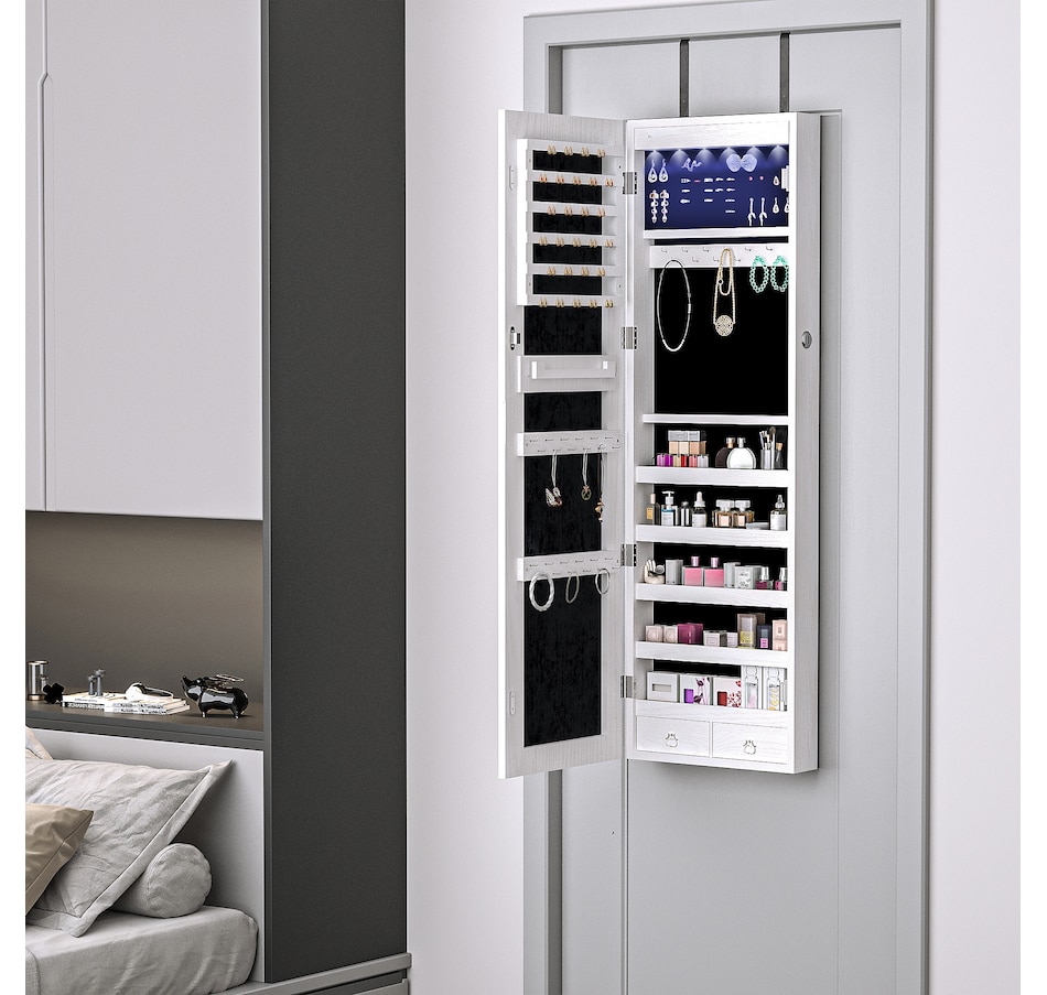 Image 994676_ALTMORE1.jpg, Product 994-676 / Price $136.99, HOMCOM Mirror Jewelry Cabinet Armoire with 6 LED Lights and 2 Keys from HOMCOM on TSC.ca's Beauty department