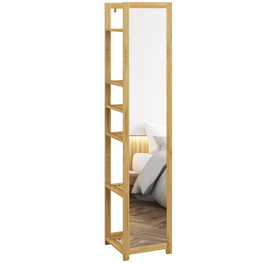 Image 994680.jpg, Product 994-680 / Price $114.99, HOMCOM 66" x 14" Full Length Mirror with Shelf Bamboo Frame Nature Wood from HOMCOM on TSC.ca's Beauty department