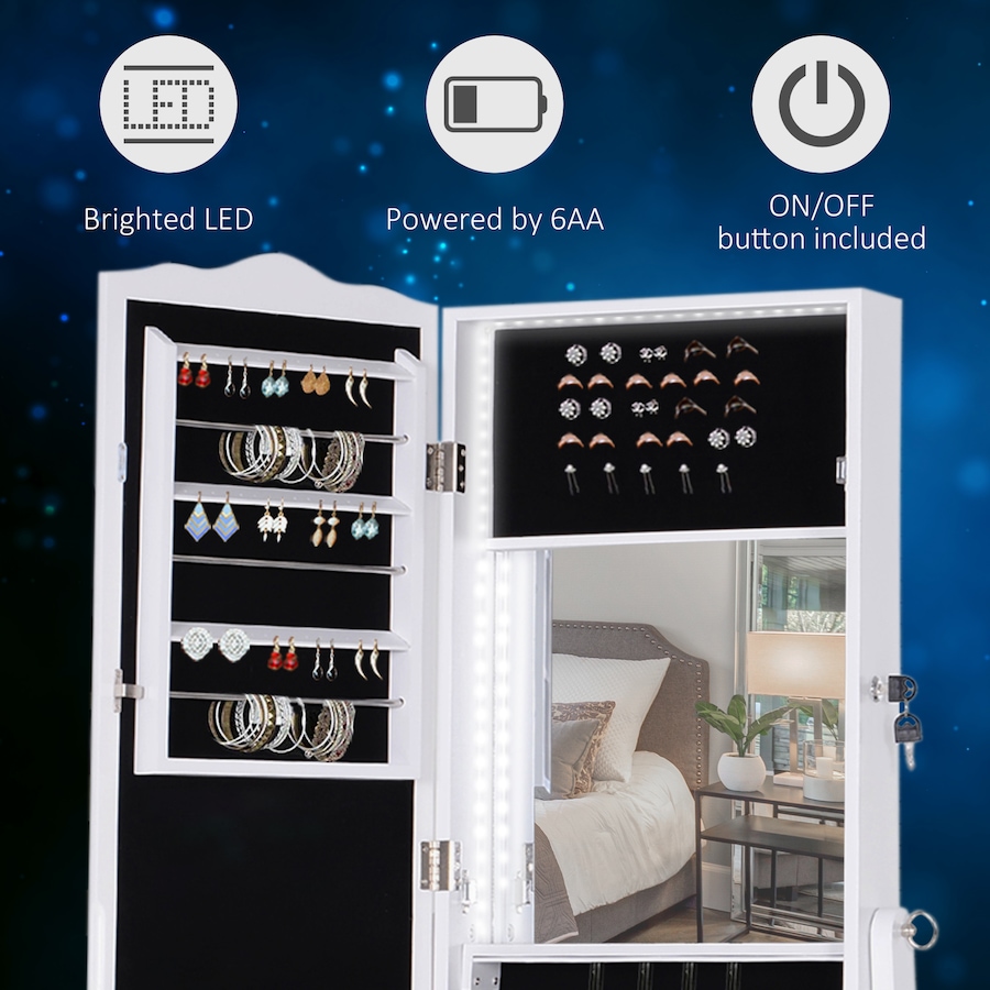 Image 994689_ALTMORE10.jpg, Product 994-689 / Price $179.99, LED Full Length Mirrored Jewelry Cabinet Adjustable Organizer from HOMCOM on TSC.ca's Beauty department