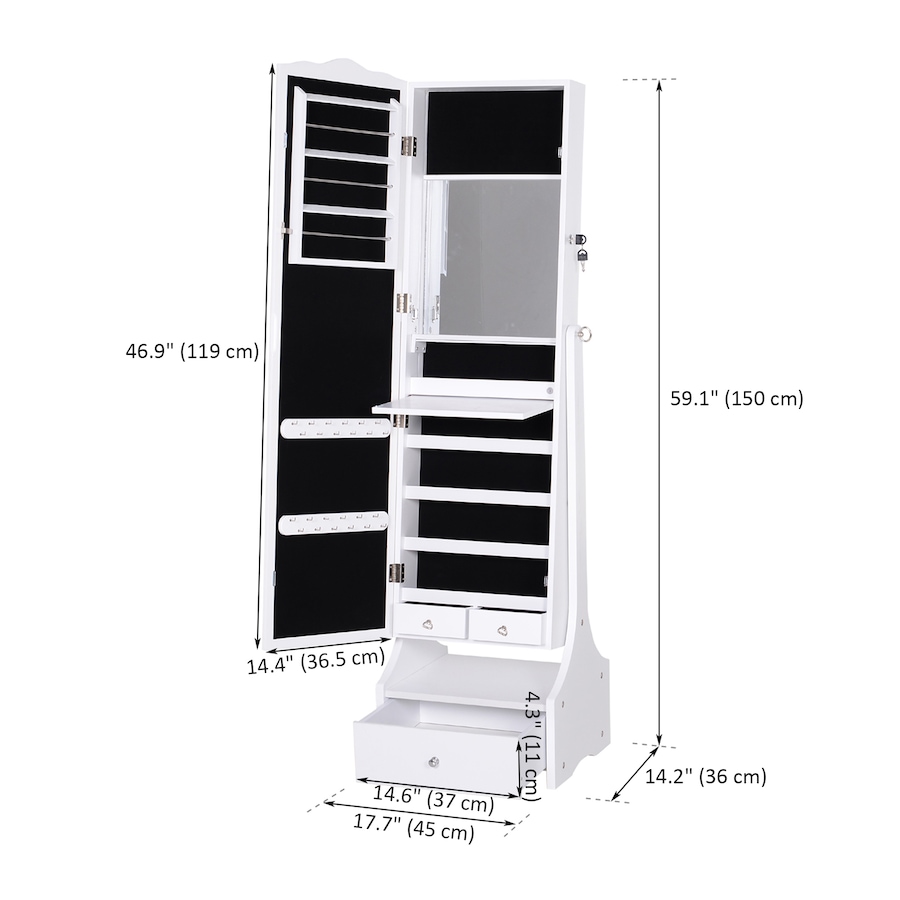 Image 994689_ALTMORE2.jpg, Product 994-689 / Price $179.99, LED Full Length Mirrored Jewelry Cabinet Adjustable Organizer from HOMCOM on TSC.ca's Beauty department