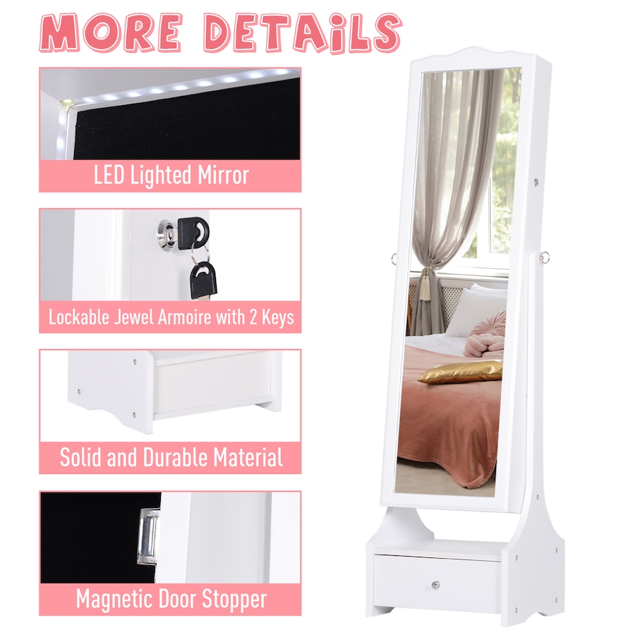 Image 994689_ALTMORE6.jpg, Product 994-689 / Price $179.99, LED Full Length Mirrored Jewelry Cabinet Adjustable Organizer from HOMCOM on TSC.ca's Beauty department