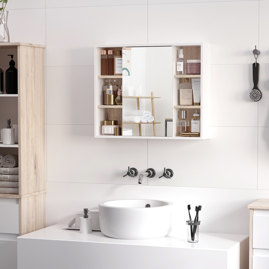 Image 994700_ALTMORE6.jpg, Product 994-700 / Price $69.99, HOMCOM Wall Mounted Bathroom Storage Cabinet with Mirrored Door, Shelf from HOMCOM on TSC.ca's Home & Garden department