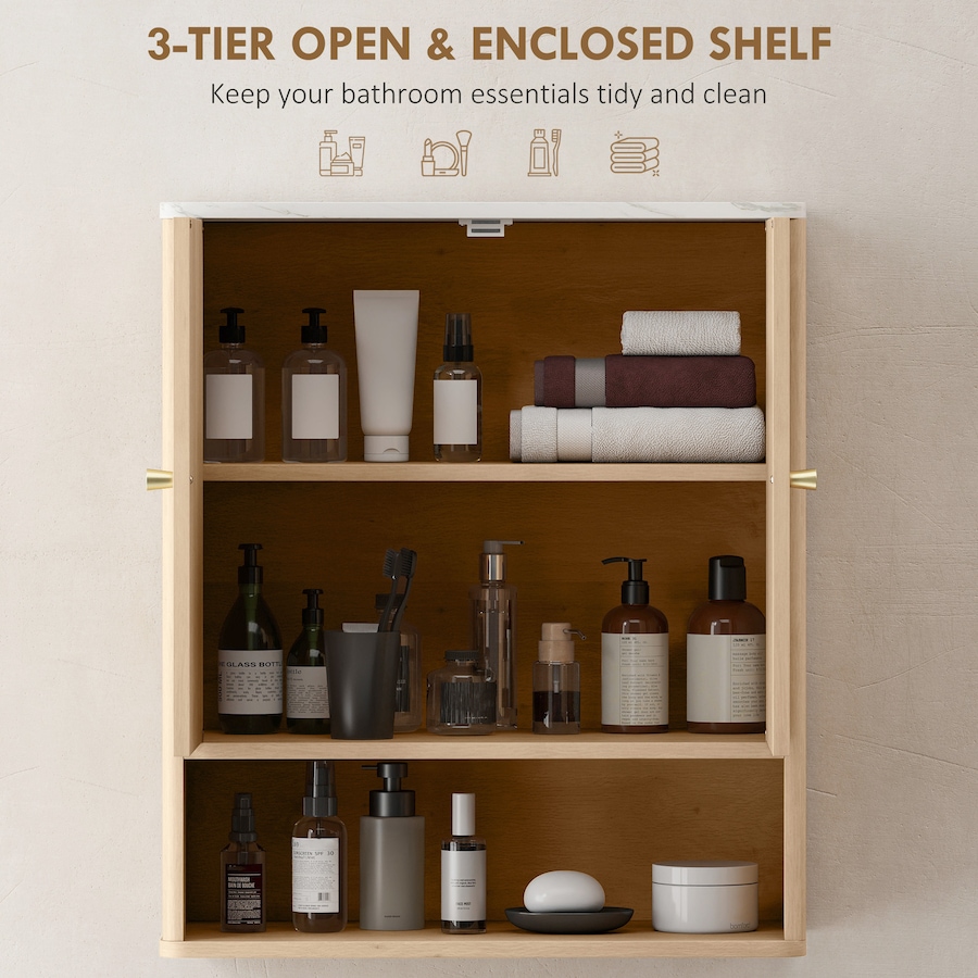 Image 994709_ALTMORE3.jpg, Product 994-709 / Price $89.99, HOMCOM Bathroom Wall Cabinet, Wall-Mounted Medicine Cabinet, Oak from HOMCOM on TSC.ca's Home & Garden department