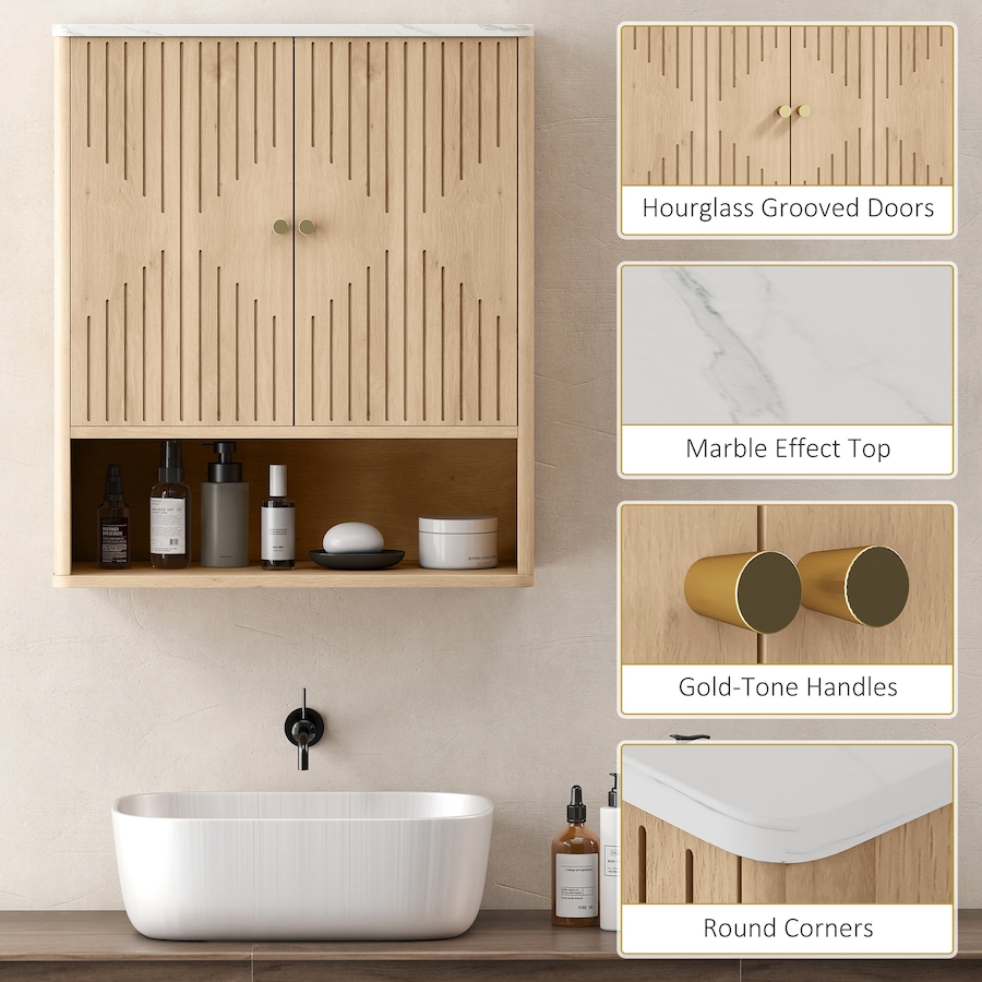Image 994709_ALTMORE5.jpg, Product 994-709 / Price $89.99, HOMCOM Bathroom Wall Cabinet, Wall-Mounted Medicine Cabinet, Oak from HOMCOM on TSC.ca's Home & Garden department
