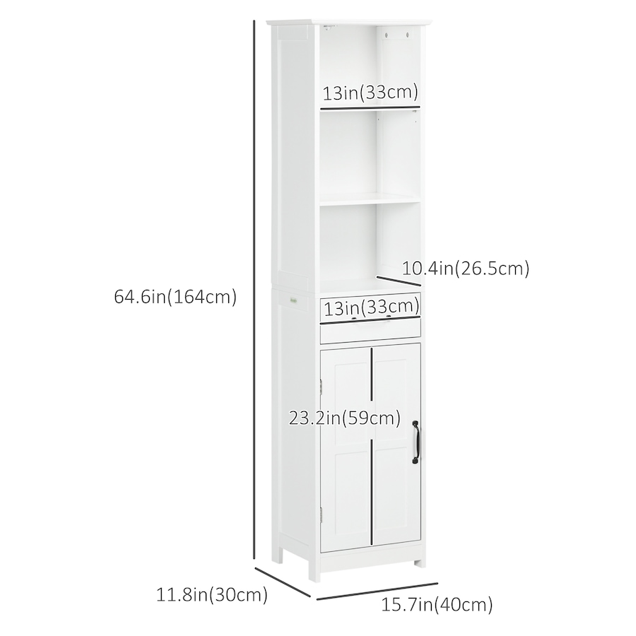 Image 994723_ALTMORE2.jpg, Product 994-723 / Price $116.99, kleankin Bathroom Storage Cabinet Linen Tower with 3 Open Shelves White from Kleankin on TSC.ca's Home & Garden department