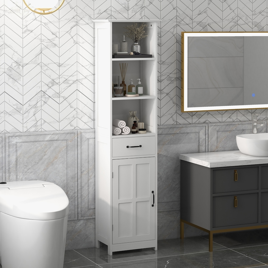 Image 994723_ALTMORE7.jpg, Product 994-723 / Price $116.99, kleankin Bathroom Storage Cabinet Linen Tower with 3 Open Shelves White from Kleankin on TSC.ca's Home & Garden department