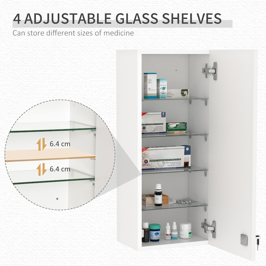 Image 994732_ALTMORE3.jpg, Product 994-732 / Price $89.99, kleankin Wall Mounted Lockable Medicine Cabinet with 5 Shelves from Kleankin on TSC.ca's Home & Garden department