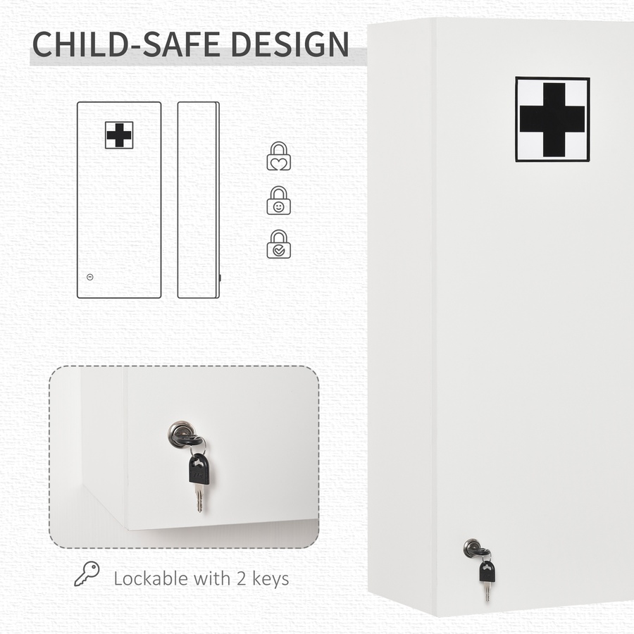 Image 994732_ALTMORE5.jpg, Product 994-732 / Price $89.99, kleankin Wall Mounted Lockable Medicine Cabinet with 5 Shelves from Kleankin on TSC.ca's Home & Garden department