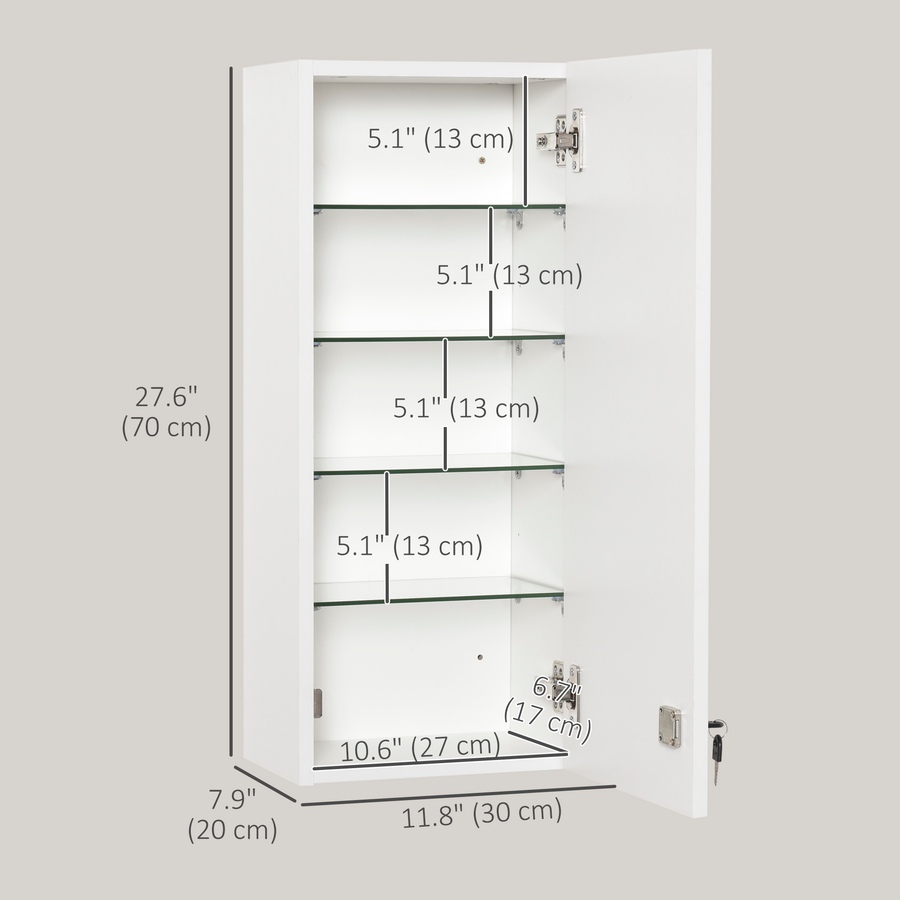Image 994732_ALTMORE9.jpg, Product 994-732 / Price $89.99, kleankin Wall Mounted Lockable Medicine Cabinet with 5 Shelves from Kleankin on TSC.ca's Home & Garden department