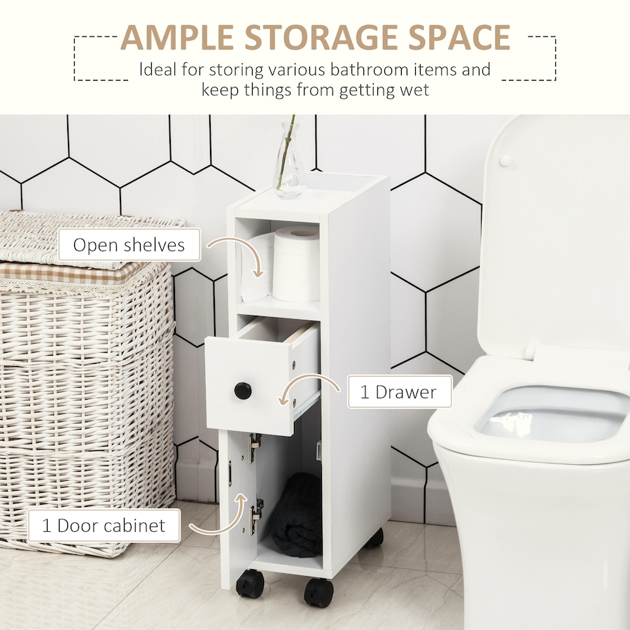 Image 994743_ALTMORE3.jpg, Product 994-743 / Price $67.89, kleankin Slim Bathroom Cabinet, Bathroom Storage Cabinet with Wheels from Kleankin on TSC.ca's Home & Garden department