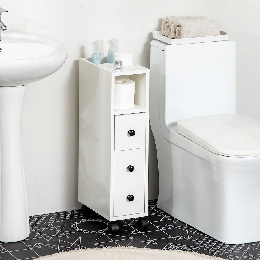 Image 994743_ALTMORE6.jpg, Product 994-743 / Price $67.89, kleankin Slim Bathroom Cabinet, Bathroom Storage Cabinet with Wheels from Kleankin on TSC.ca's Home & Garden department