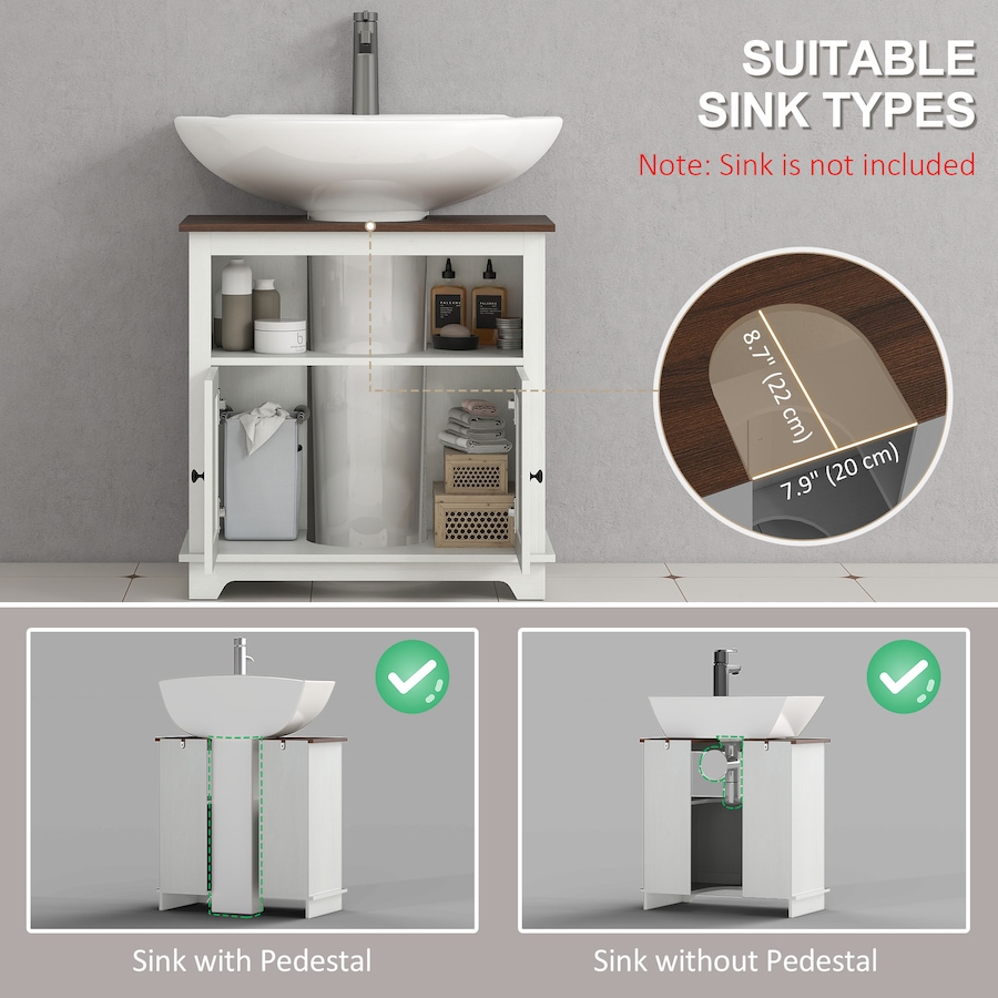 Image 994752_ALTMORE3.jpg, Product 994-752 / Price $94.99, kleankin Farmhouse Bathroom Vanity Cabinet, Pedestal Sink Storage Cabinet from Kleankin on TSC.ca's Home & Garden department