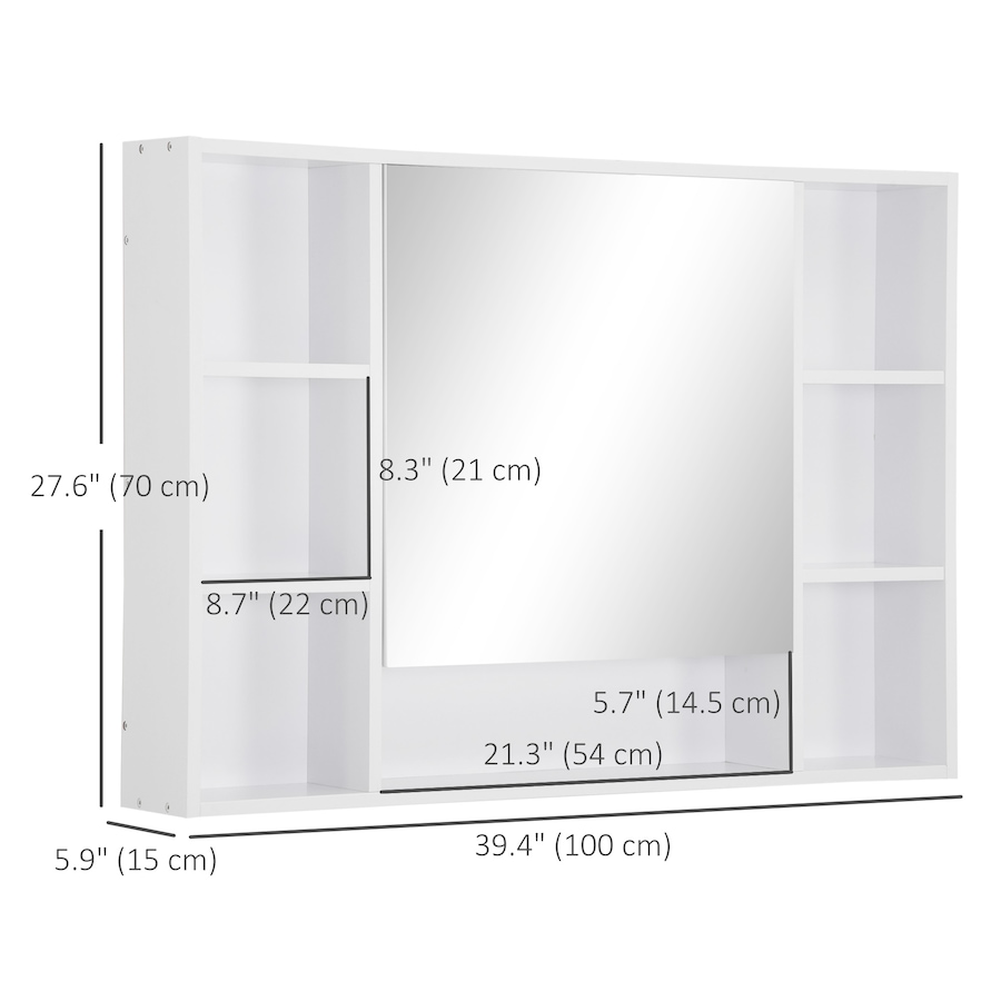 Image 994760_ALTMORE2.jpg, Product 994-760 / Price $134.99, kleankin Bathroom Cabinet Wall Mount Storage Organizer Mirror Shelves White from Kleankin on TSC.ca's Home & Garden department