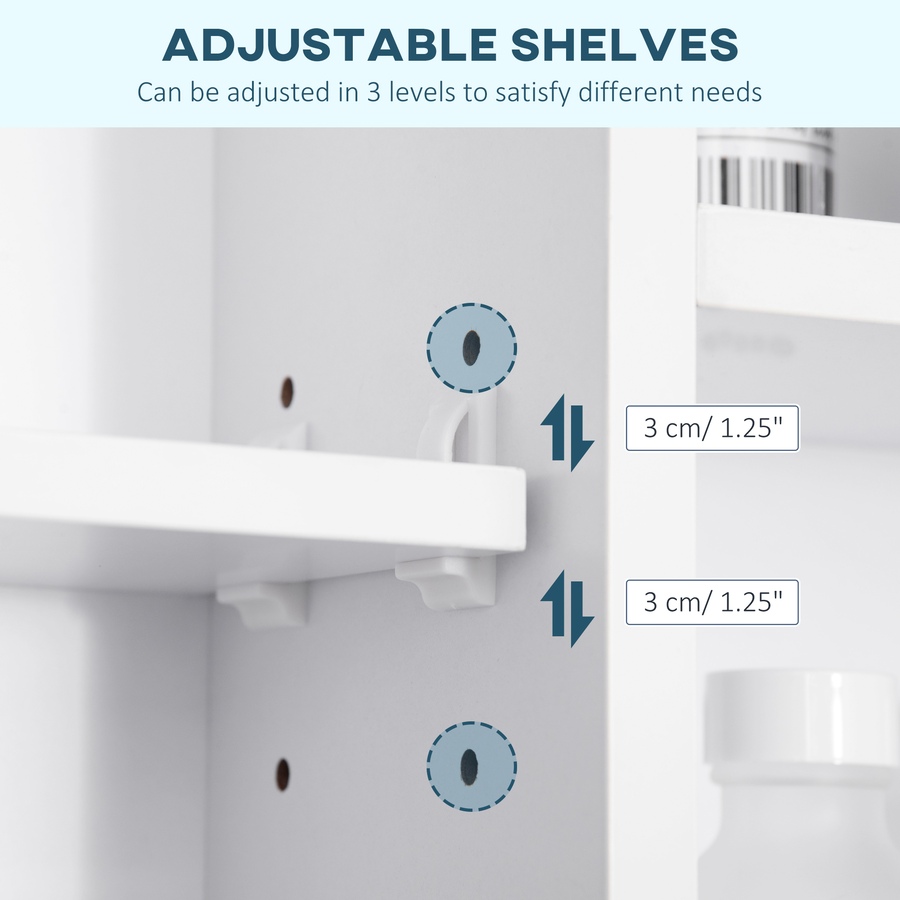 Image 994760_ALTMORE5.jpg, Product 994-760 / Price $134.99, kleankin Bathroom Cabinet Wall Mount Storage Organizer Mirror Shelves White from Kleankin on TSC.ca's Home & Garden department