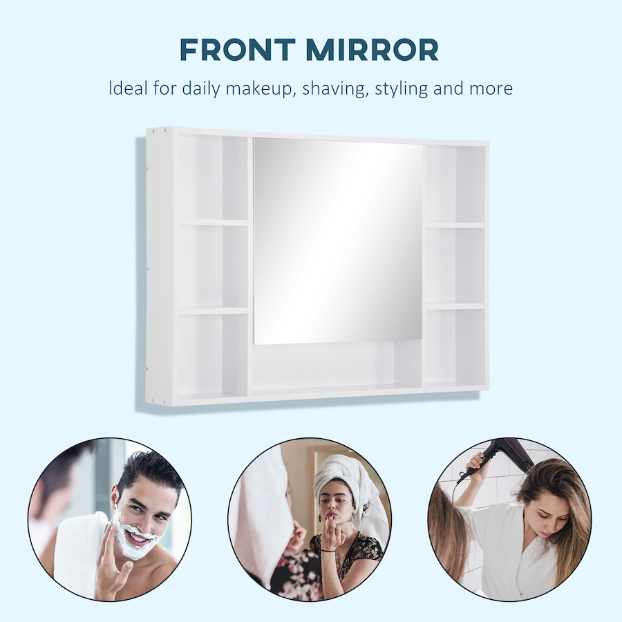 Image 994760_ALTMORE6.jpg, Product 994-760 / Price $134.99, kleankin Bathroom Cabinet Wall Mount Storage Organizer Mirror Shelves White from Kleankin on TSC.ca's Home & Garden department