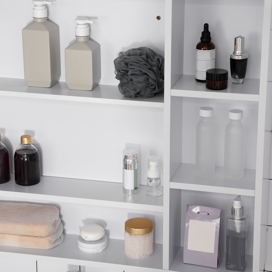 Image 994760_ALTMORE7.jpg, Product 994-760 / Price $134.99, kleankin Bathroom Cabinet Wall Mount Storage Organizer Mirror Shelves White from Kleankin on TSC.ca's Home & Garden department