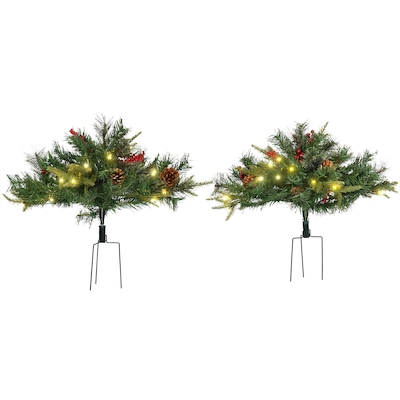 HOMCOM 2pcs 1.5ft Artificial Christmas Tree w/ LED light,Outdoor Decor