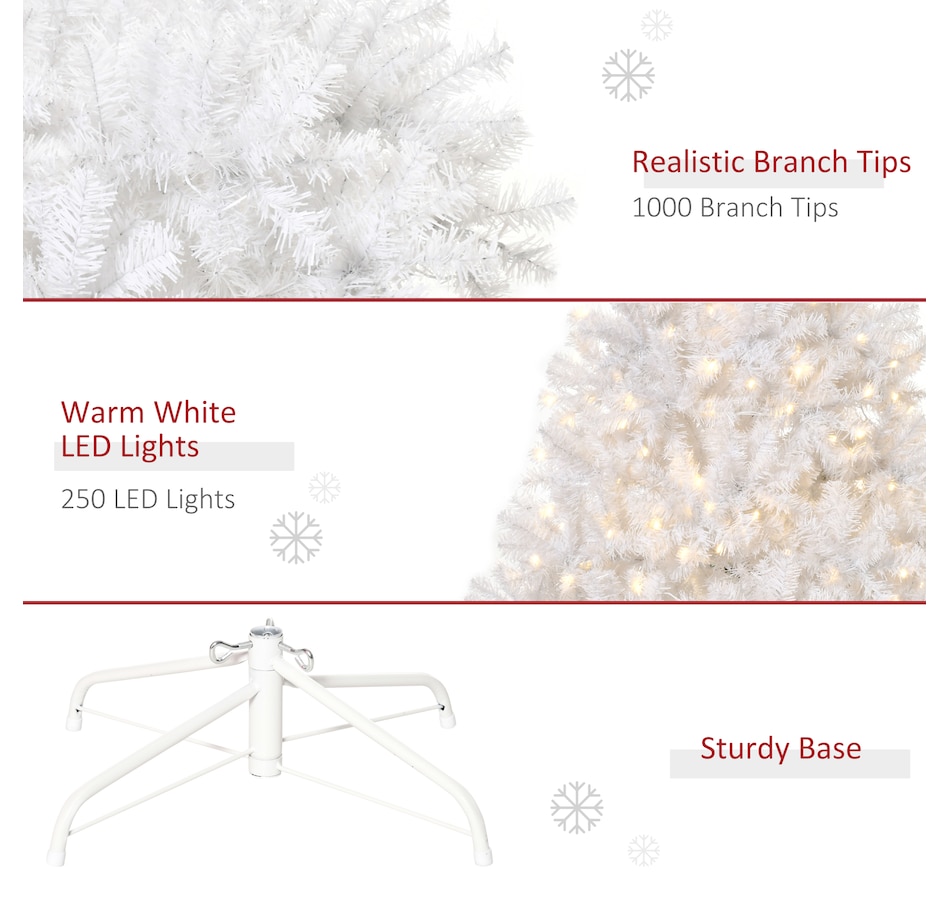 Image 994792_ALTMORE6.jpg, Product 994-792 / Price $99.98, HOMCOM 6 FT Prelit Artificial Christmas Tree with LED Light for Home White from HOMCOM on TSC.ca's Home & Garden department