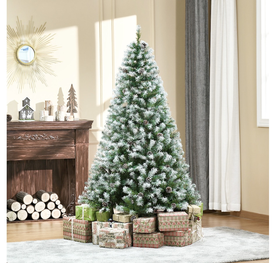 Image 994798_ALTMORE1.jpg, Product 994-798 / Price $89.99, HOMCOM 6' Unlit Artificial Christmas Tree Hinged Flocked Xmas Tree w/ Stand from HOMCOM on TSC.ca's Home & Garden department