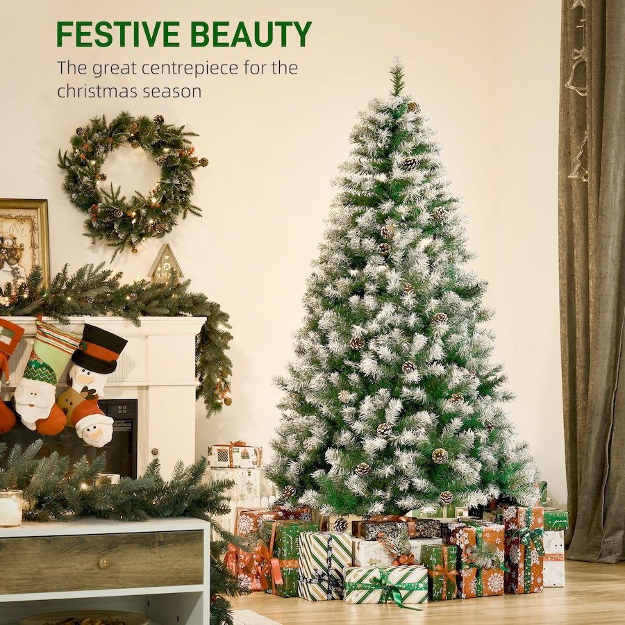 Image 994798_ALTMORE12.jpg, Product 994-798 / Price $89.99, HOMCOM 6' Unlit Artificial Christmas Tree Hinged Flocked Xmas Tree w/ Stand from HOMCOM on TSC.ca's Home & Garden department