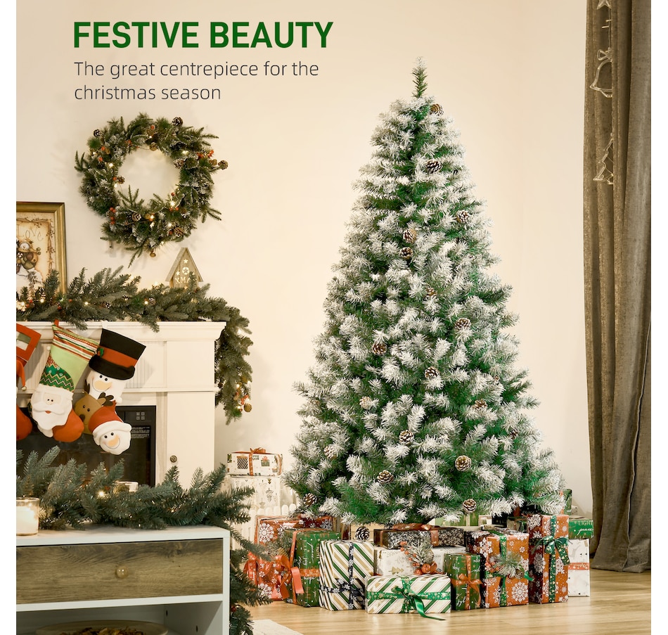 Image 994798_ALTMORE3.jpg, Product 994-798 / Price $89.99, HOMCOM 6' Unlit Artificial Christmas Tree Hinged Flocked Xmas Tree w/ Stand from HOMCOM on TSC.ca's Home & Garden department