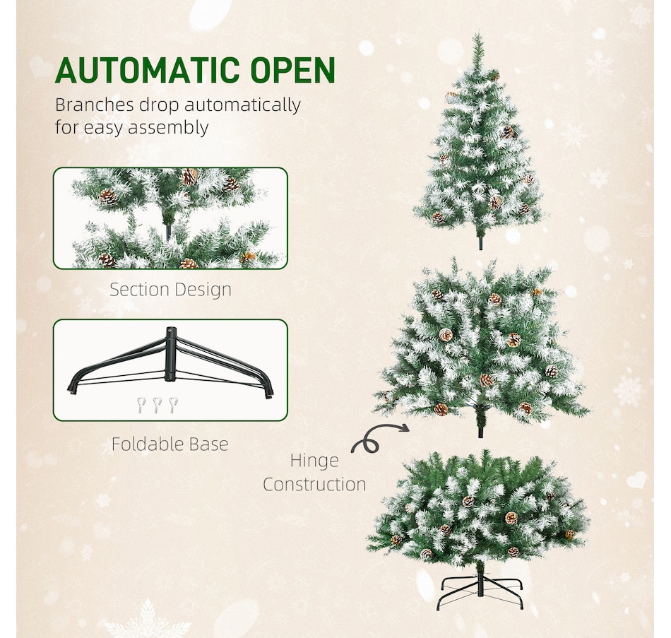 Image 994798_ALTMORE6.jpg, Product 994-798 / Price $89.99, HOMCOM 6' Unlit Artificial Christmas Tree Hinged Flocked Xmas Tree w/ Stand from HOMCOM on TSC.ca's Home & Garden department