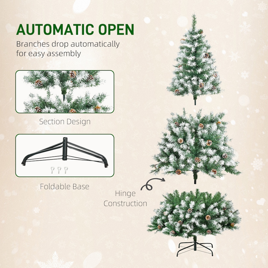 Image 994798_ALTMORE6.jpg, Product 994-798 / Price $89.99, HOMCOM 6' Unlit Artificial Christmas Tree Hinged Flocked Xmas Tree w/ Stand from HOMCOM on TSC.ca's Home & Garden department