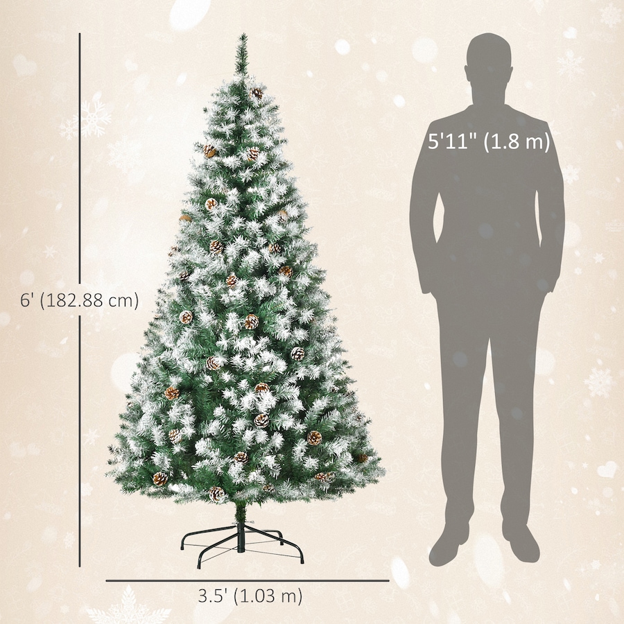 Image 994798_ALTMORE9.jpg, Product 994-798 / Price $89.99, HOMCOM 6' Unlit Artificial Christmas Tree Hinged Flocked Xmas Tree w/ Stand from HOMCOM on TSC.ca's Home & Garden department