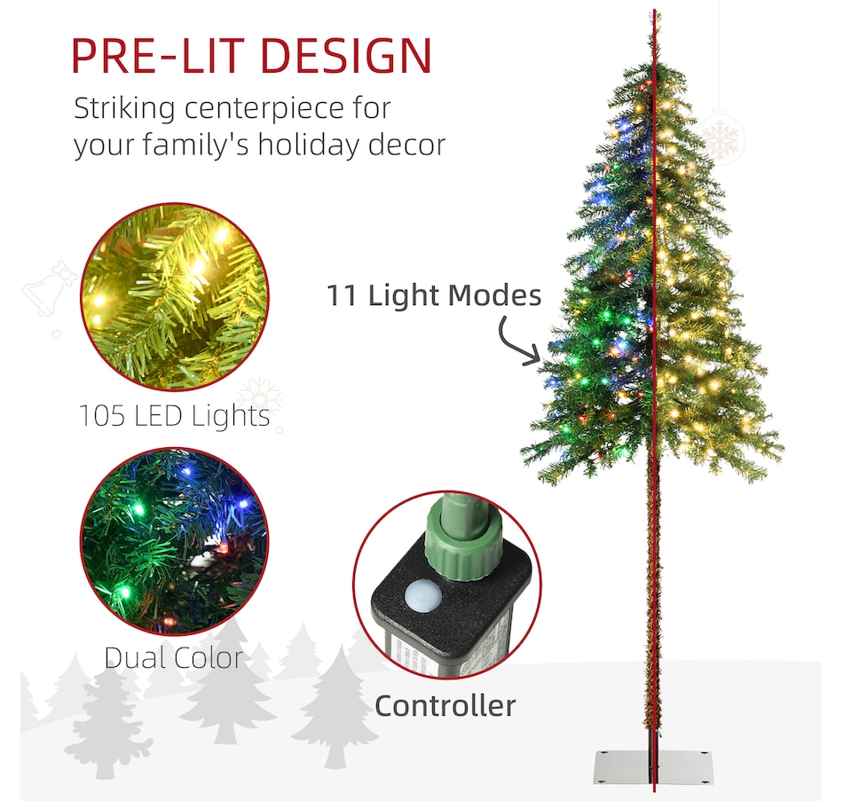 Image 994809_ALTMORE3.jpg, Product 994-809 / Price $84.99, HOMCOM 6' Slim Pencil Artificial Snow Christmas Tree with LED Lights from HOMCOM on TSC.ca's Home & Garden department