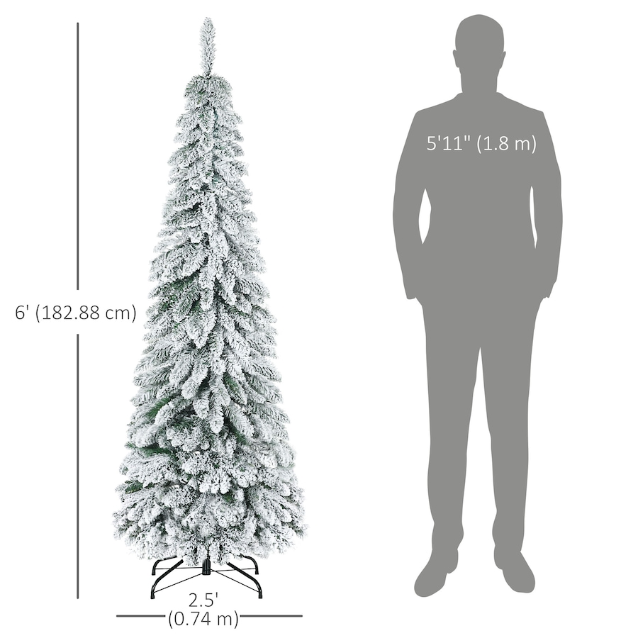 Image 994810_ALTMORE2.jpg, Product 994-810 / Price $84.99, HOMCOM 6' Downswept Slim Snow Artificial Christmas Tree with Steel Base from HOMCOM on TSC.ca's Home & Garden department