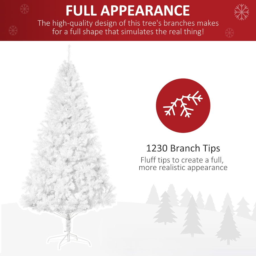 Image 994814_ALTMORE3.jpg, Product 994-814 / Price $79.99, HOMCOM 7' Artificial Christmas Tree with 1230 Branch Tips Metal Stand White from HOMCOM on TSC.ca's Home & Garden department