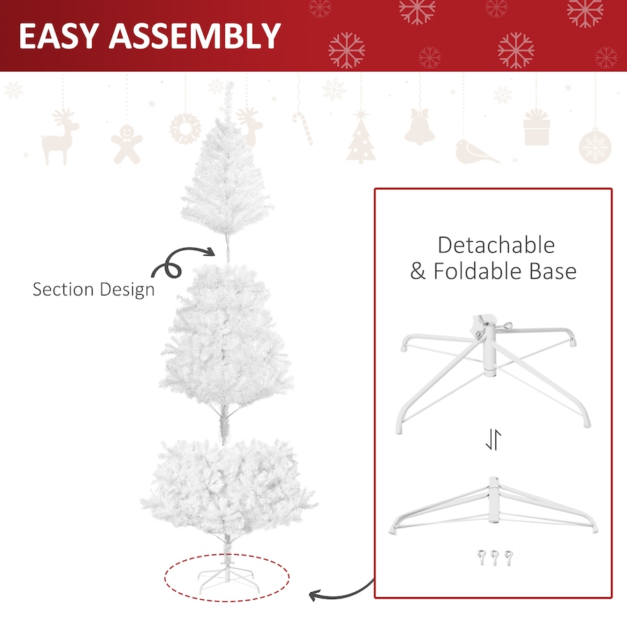 Image 994814_ALTMORE4.jpg, Product 994-814 / Price $79.99, HOMCOM 7' Artificial Christmas Tree with 1230 Branch Tips Metal Stand White from HOMCOM on TSC.ca's Home & Garden department