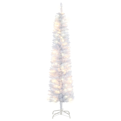 HOMCOM 6 ft Prelit Pencil Artificial Christmas Tree w/ 395 Branches
